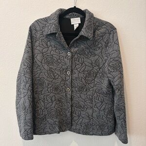 Alfred Dunner Charcoal Floral Whimsygoth Romance Vintage Jacket